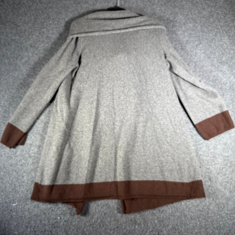 Lauren Ralph Lauren Wool Cashmere Colorblock Scarf Neck Cardigan Gray Brown M - Picture 5 of 8
